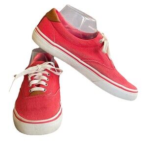 Men's Thorton Canvas Twill Sneakers‎ Polo Ralph Lauren Red Size 8D Preppy Boat